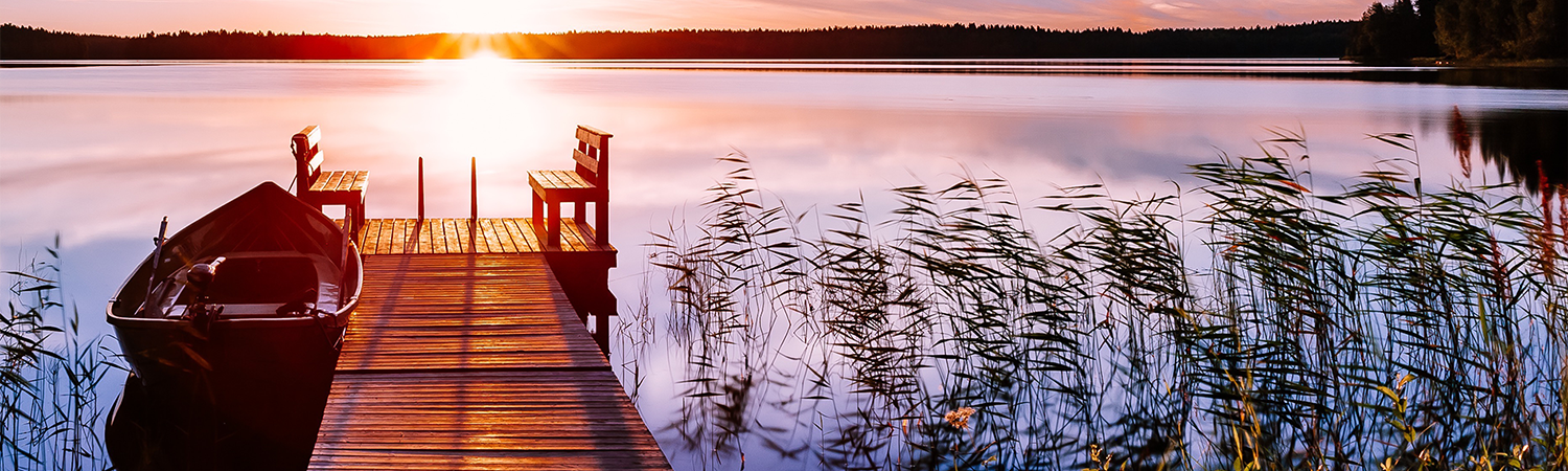 A view from the cottage docks at sunrise